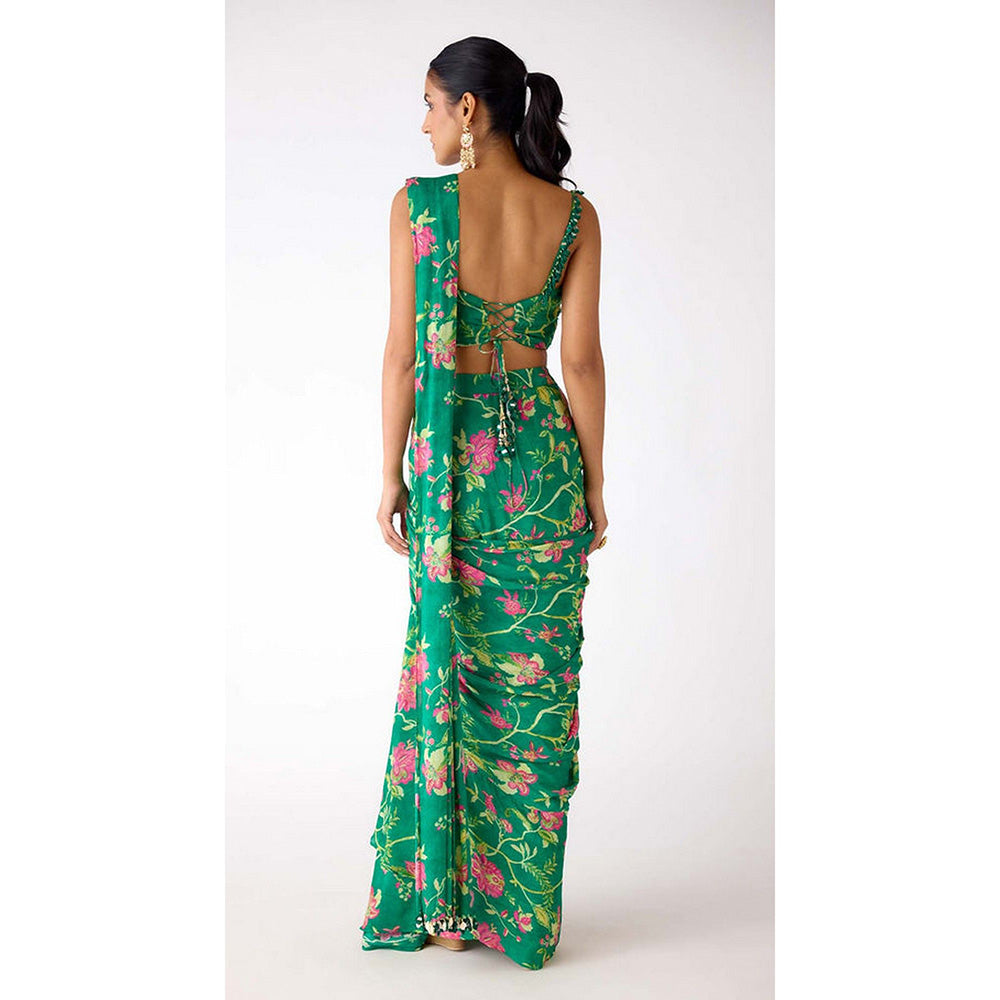 Basanti Kapde aur Koffee The Eden Blossom Pre-Drape Saree with Stitched Blouse