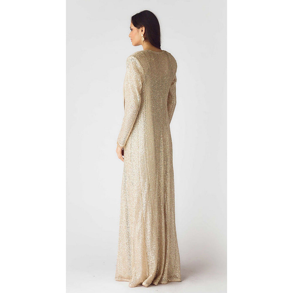 Basanti Kapde aur Koffee The Lunar Glow Pre-Draped Saree with Stitched Blouse and Jacket