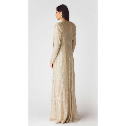 Basanti Kapde aur Koffee The Lunar Glow Pre-Draped Saree with Stitched Blouse and Jacket