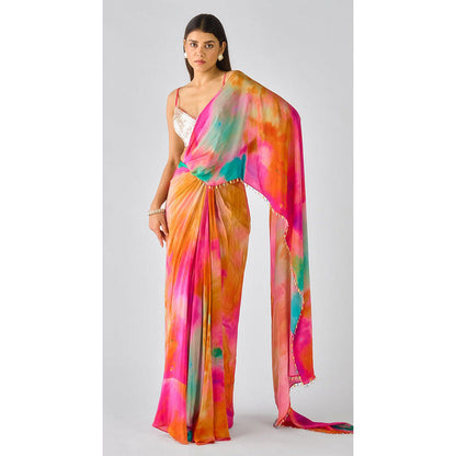 Basanti Kapde aur Koffee The Sunlit Horizon Pre-Draped Saree with Stitched Blouse