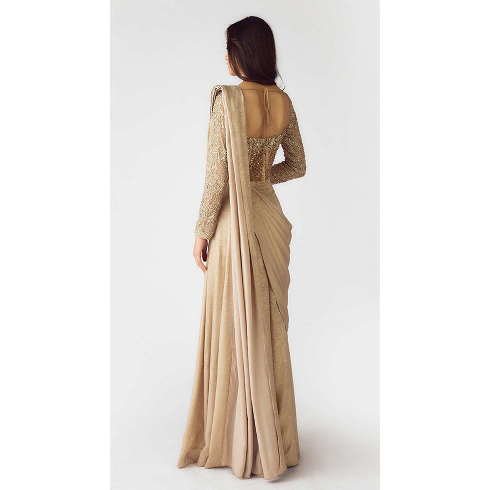 Basanti Kapde aur Koffee The Champagne Dawn Pre-Draped Saree with Stitched Blouse