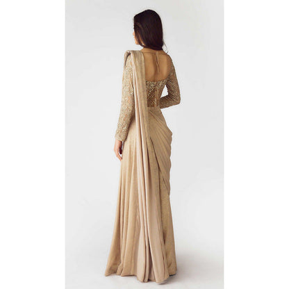 Basanti Kapde aur Koffee The Champagne Dawn Pre-Draped Saree with Stitched Blouse