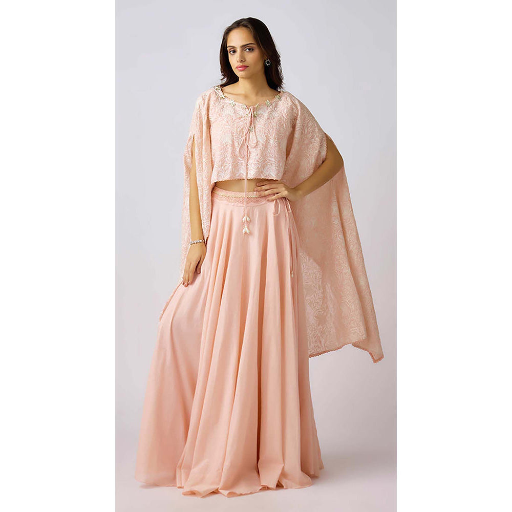 Basanti Kapde aur Koffee Pink Cotton Embroidered Lehenga with Blouse and Dupatta