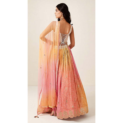 Basanti Kapde aur Koffee Pink Tie-Dye Lehenga with Blouse and Dupatta