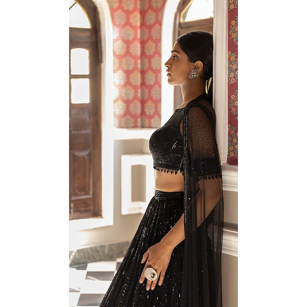 Basanti Kapde aur Koffee Black Sequins Lehenga with Blouse and Dupatta