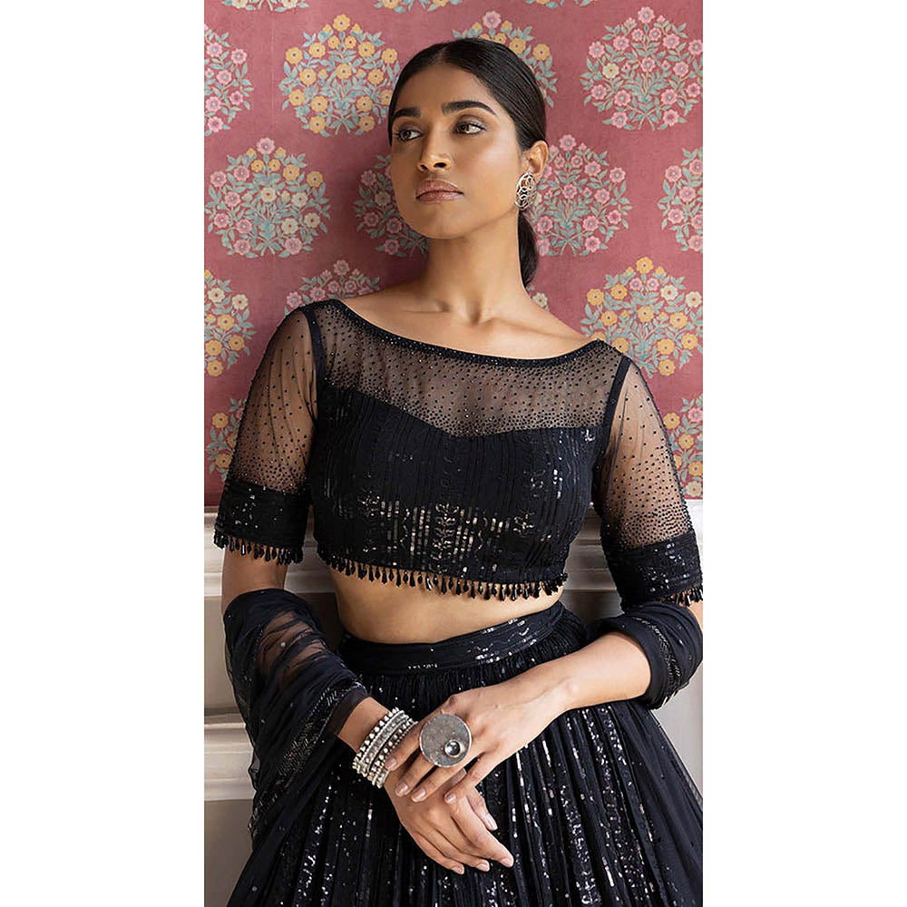 Basanti Kapde aur Koffee Black Sequins Lehenga with Blouse and Dupatta