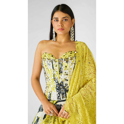 Basanti Kapde aur Koffee The Garden Of Eclipse Lehenga with Corset Blouse and Dupatta