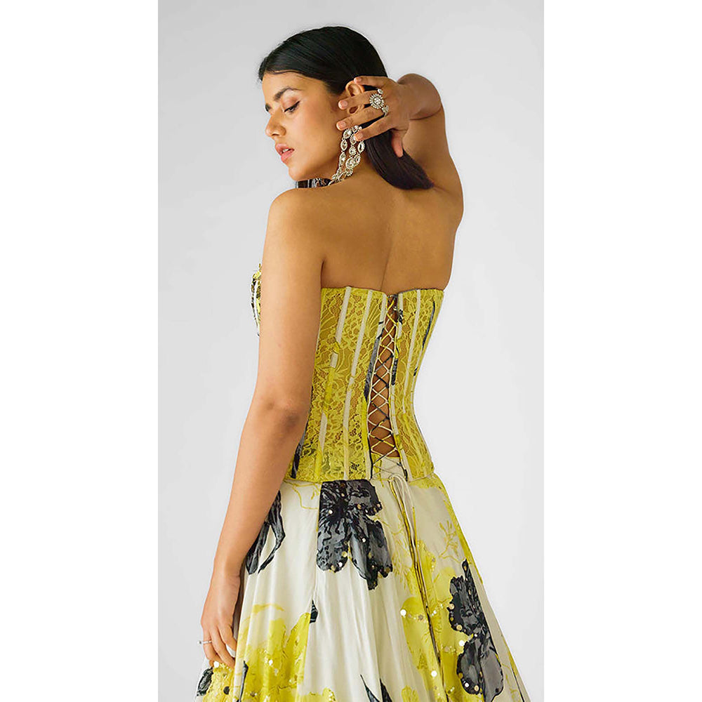 Basanti Kapde aur Koffee The Garden Of Eclipse Lehenga with Corset Blouse and Dupatta