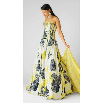 Basanti Kapde aur Koffee The Garden Of Eclipse Lehenga with Corset Blouse and Dupatta