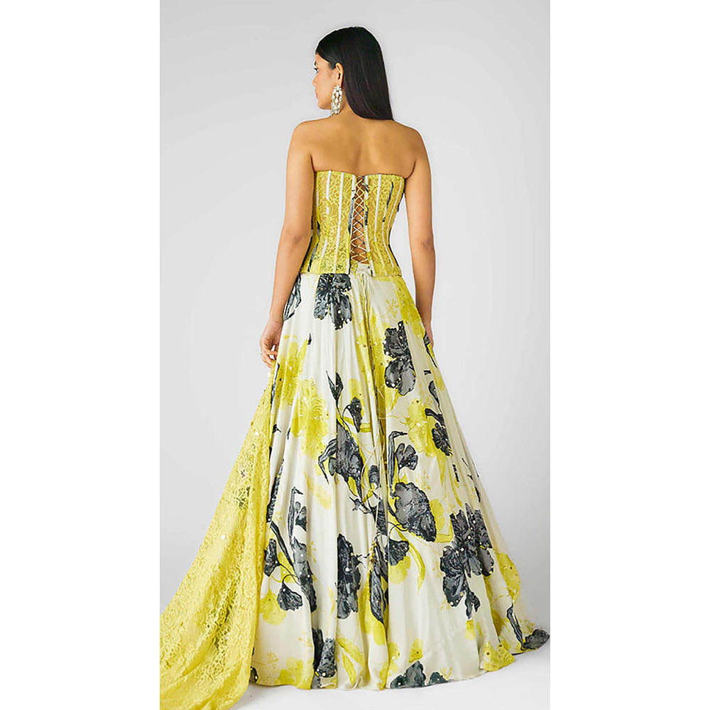 Basanti Kapde aur Koffee The Garden Of Eclipse Lehenga with Corset Blouse and Dupatta