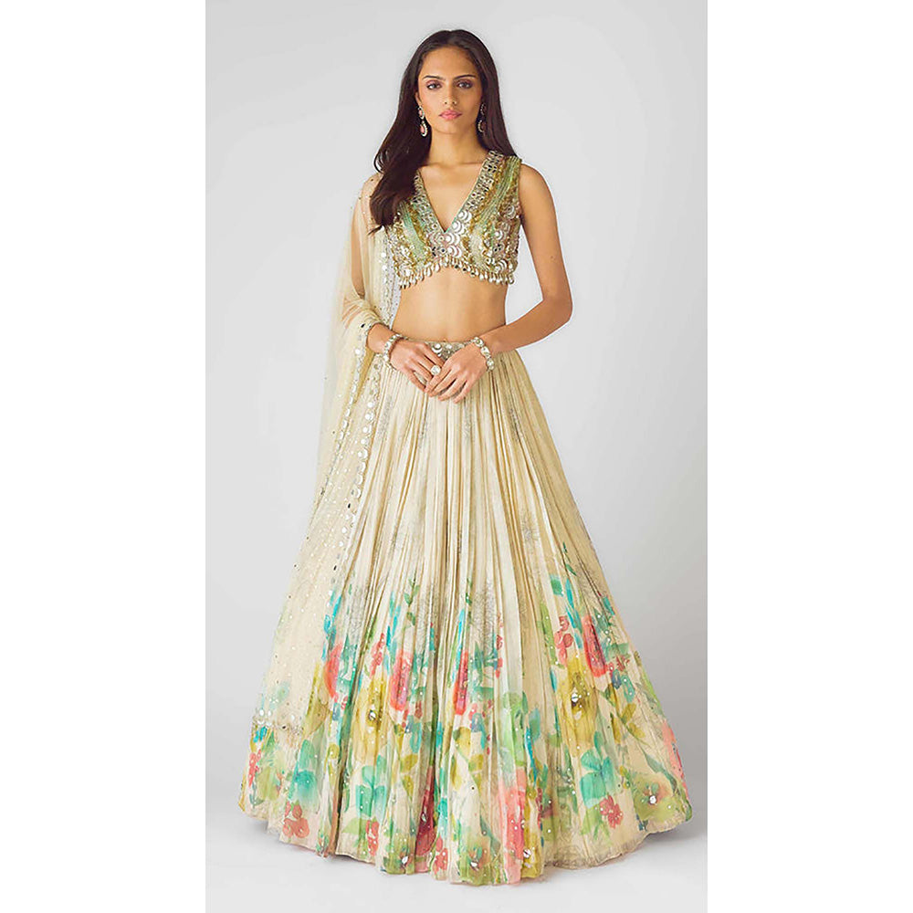 Basanti Kapde aur Koffee The Coral Wilderness Lehenga with Blouse and Dupatta