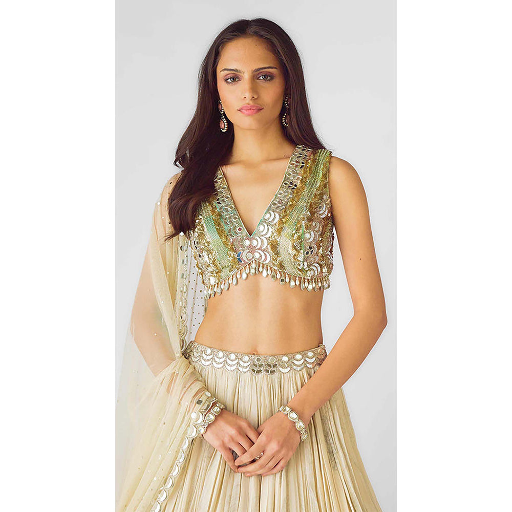 Basanti Kapde aur Koffee The Coral Wilderness Lehenga with Blouse and Dupatta