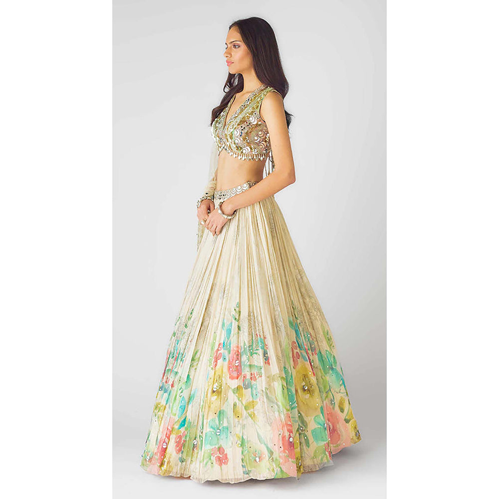 Basanti Kapde aur Koffee The Coral Wilderness Lehenga with Blouse and Dupatta