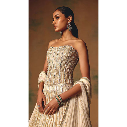 Basanti Kapde aur Koffee The Morning Dew Lehenga with Corset Blouse and Dupatta