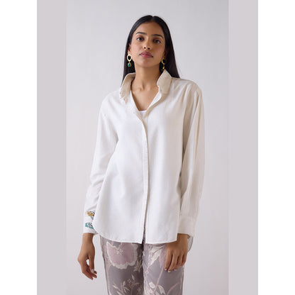 Basanti Kapde aur Koffee Ivory Cotton Blend Shirt