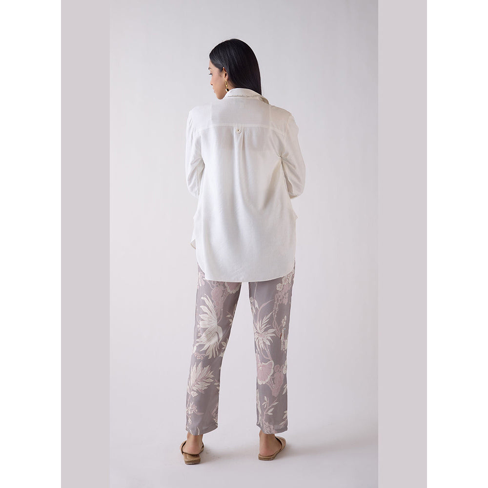 Basanti Kapde aur Koffee Ivory Cotton Blend Shirt