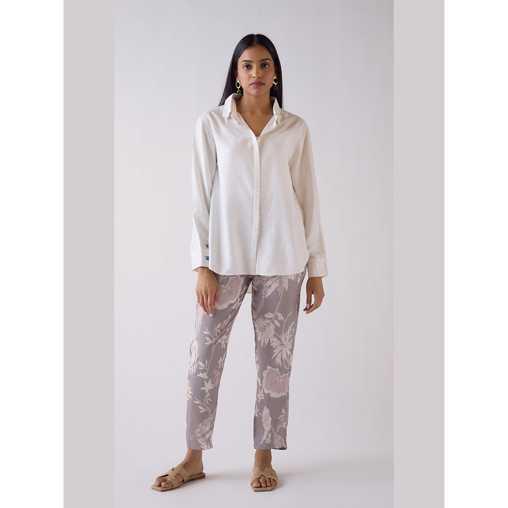 Basanti Kapde aur Koffee Ivory Cotton Blend Shirt