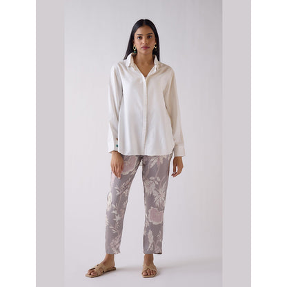 Basanti Kapde aur Koffee Ivory Cotton Blend Shirt