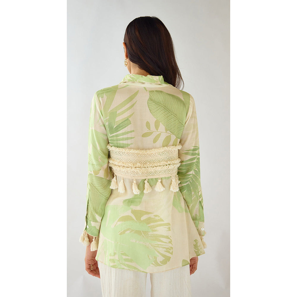 Basanti Kapde aur Koffee Ivory Palm Reverie Muslin Shirt