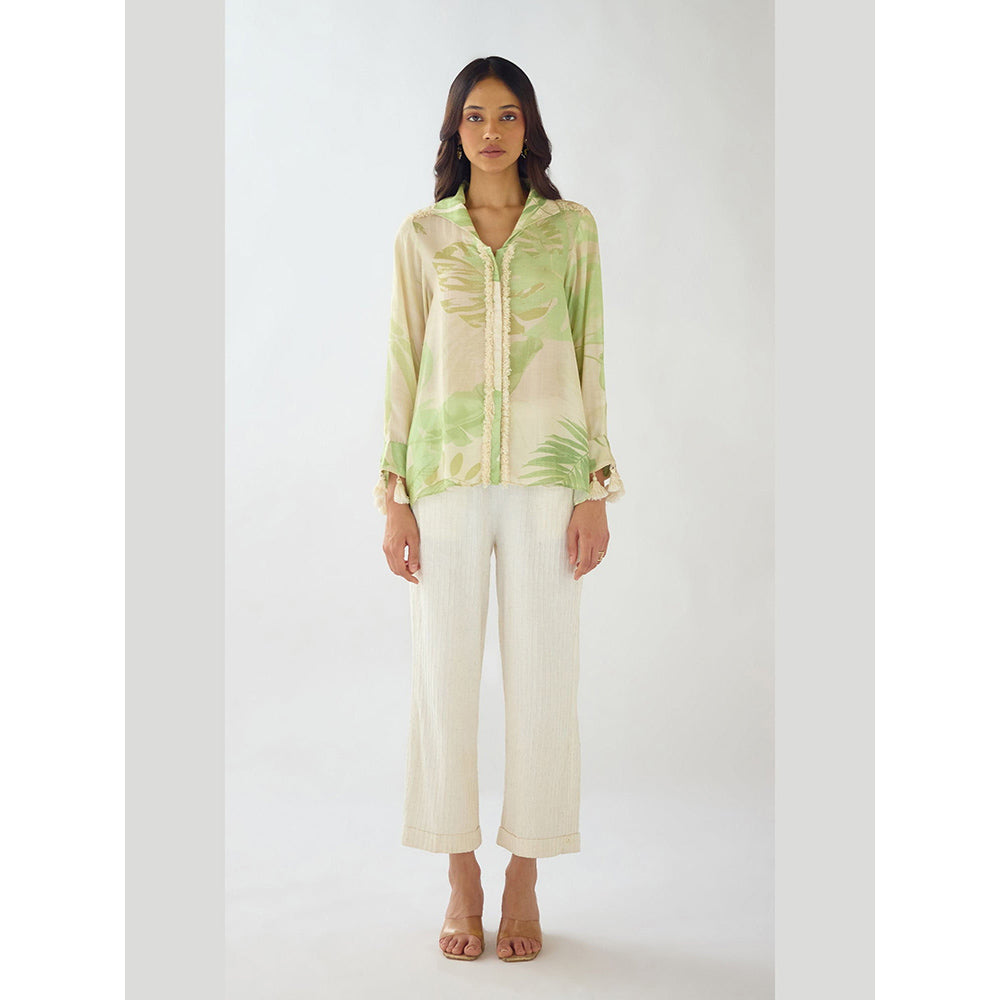 Basanti Kapde aur Koffee Ivory Palm Reverie Muslin Shirt