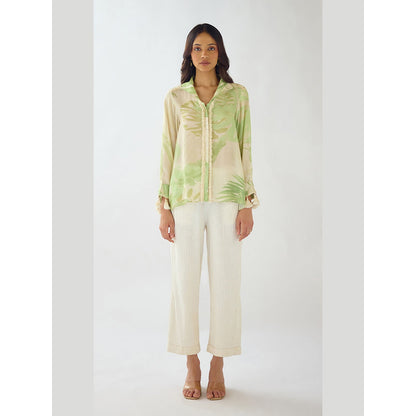 Basanti Kapde aur Koffee Ivory Palm Reverie Muslin Shirt