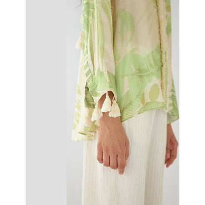 Basanti Kapde aur Koffee Ivory Palm Reverie Muslin Shirt