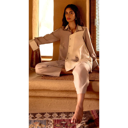 Basanti Kapde aur Koffee The Ivory Sandscript Muslin Shirt