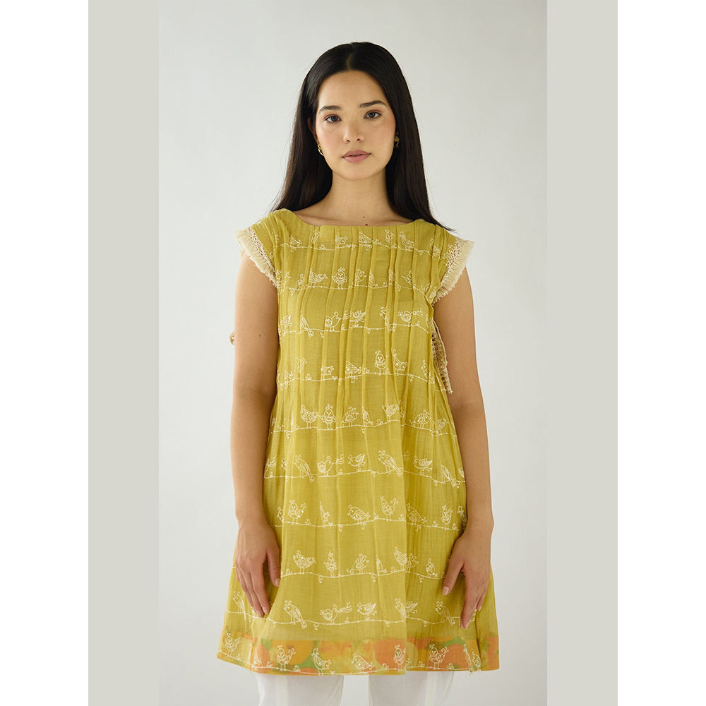 Basanti Kapde aur Koffee Mustard Haven Cotton Embroidered Top