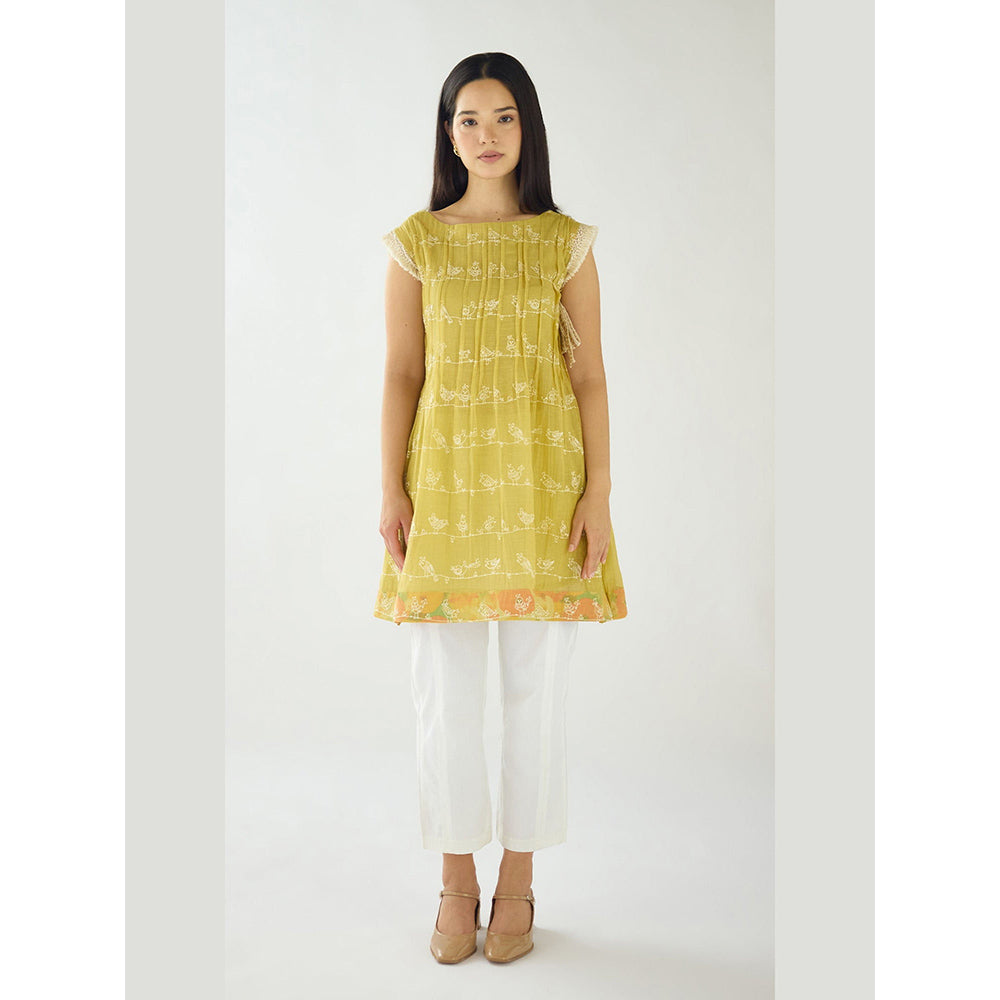 Basanti Kapde aur Koffee Mustard Haven Cotton Embroidered Top