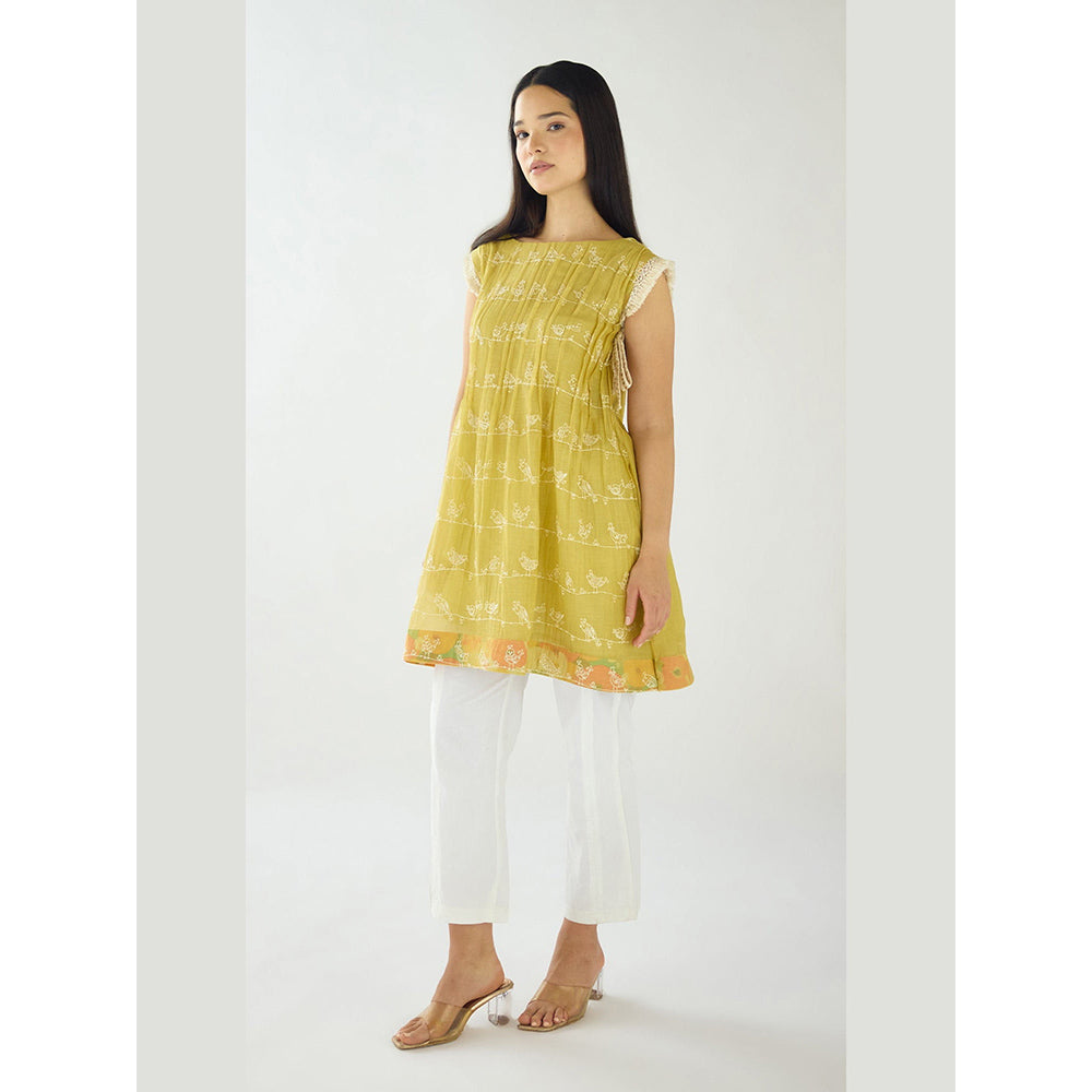 Basanti Kapde aur Koffee Mustard Haven Cotton Embroidered Top