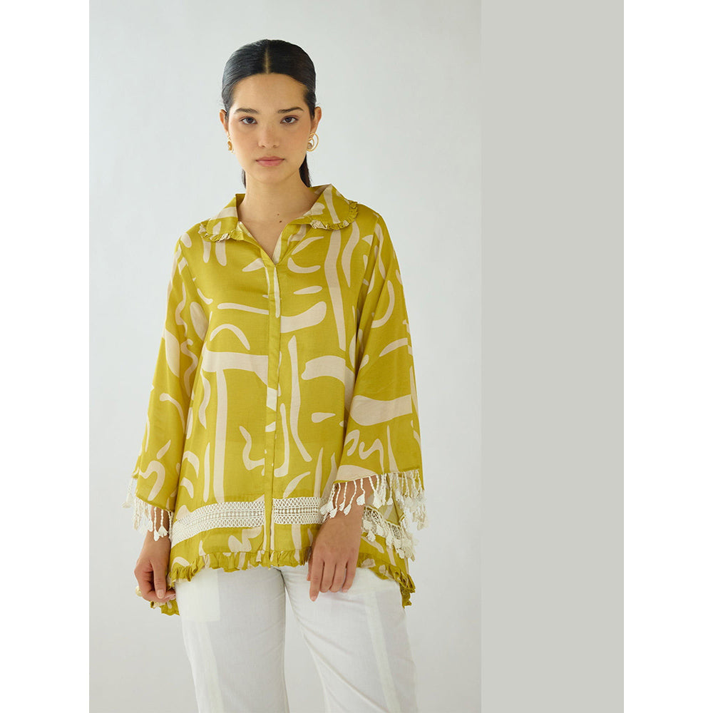 Basanti Kapde aur Koffee Citrus Maze Muslin Shirt
