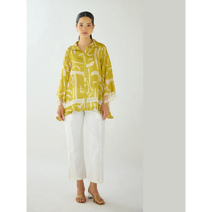 Basanti Kapde aur Koffee Citrus Maze Muslin Shirt