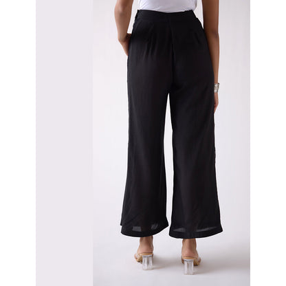 Basanti Kapde aur Koffee Black Wide-Leg Flared Pant