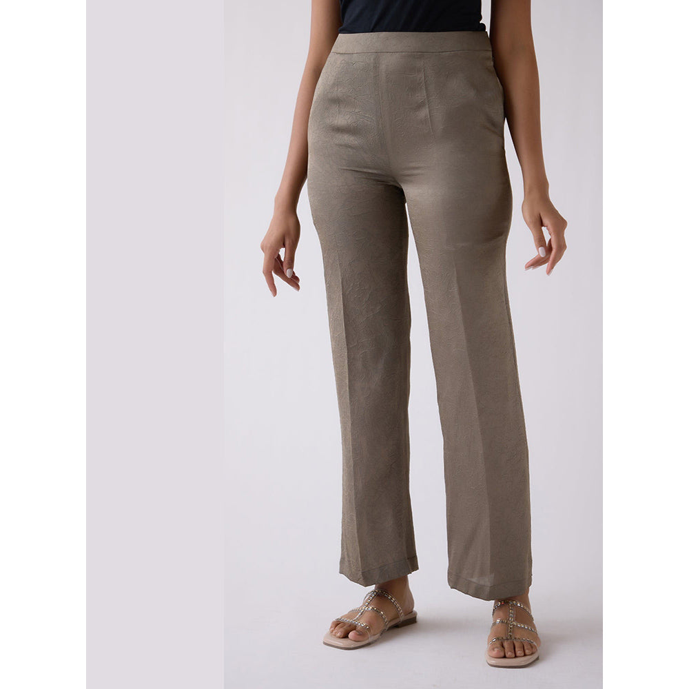 Basanti Kapde aur Koffee Grey Straight-Fit Textured Pant