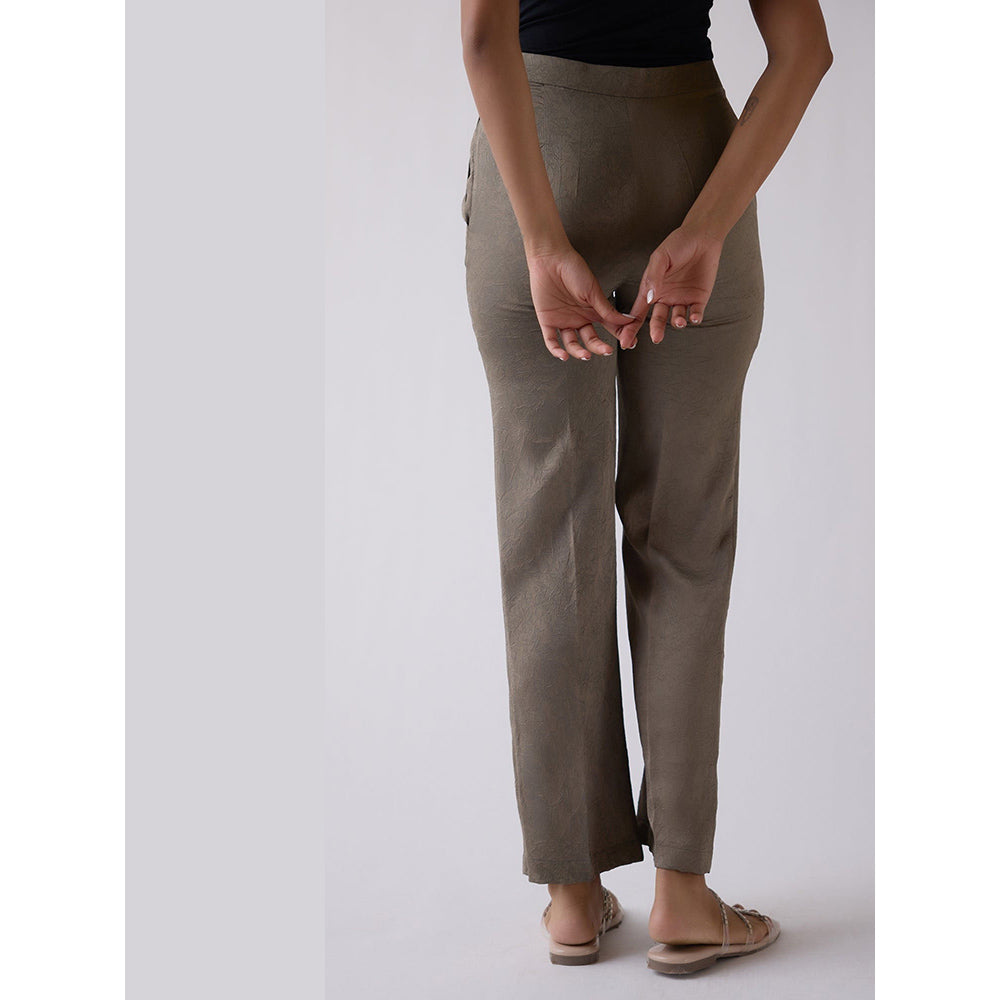 Basanti Kapde aur Koffee Grey Straight-Fit Textured Pant