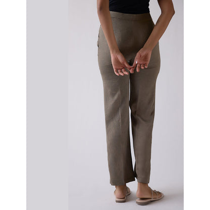Basanti Kapde aur Koffee Grey Straight-Fit Textured Pant