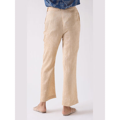 Basanti Kapde aur Koffee Beige Straight-Fit Textured Pant