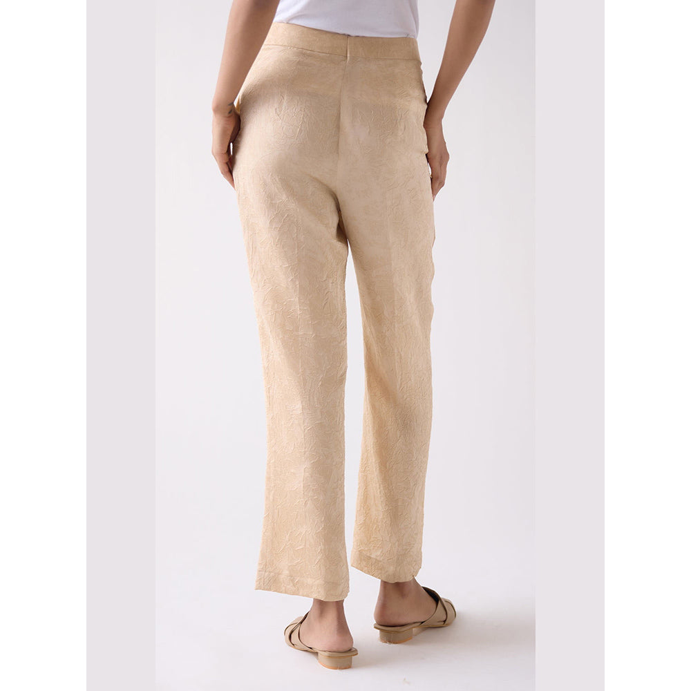 Basanti Kapde aur Koffee Beige Straight-Fit Textured Pant