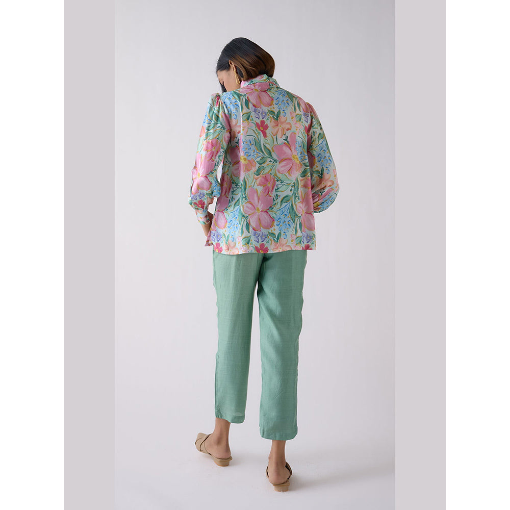 Basanti Kapde aur Koffee Green Straight-Fit Pant