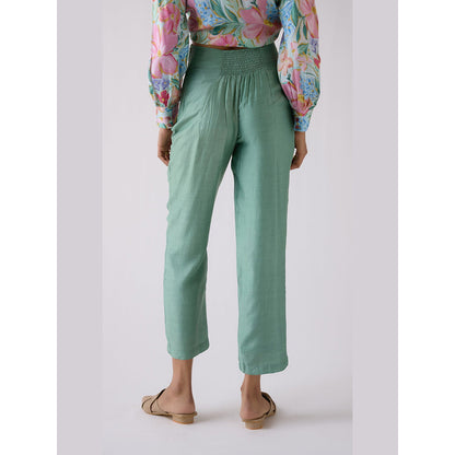 Basanti Kapde aur Koffee Green Straight-Fit Pant