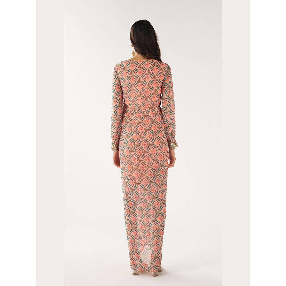 Basanti Kapde aur Koffee Pink Floral Georgette Dress