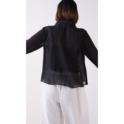 Basanti Kapde aur Koffee Black Textured Chiffon Shirt