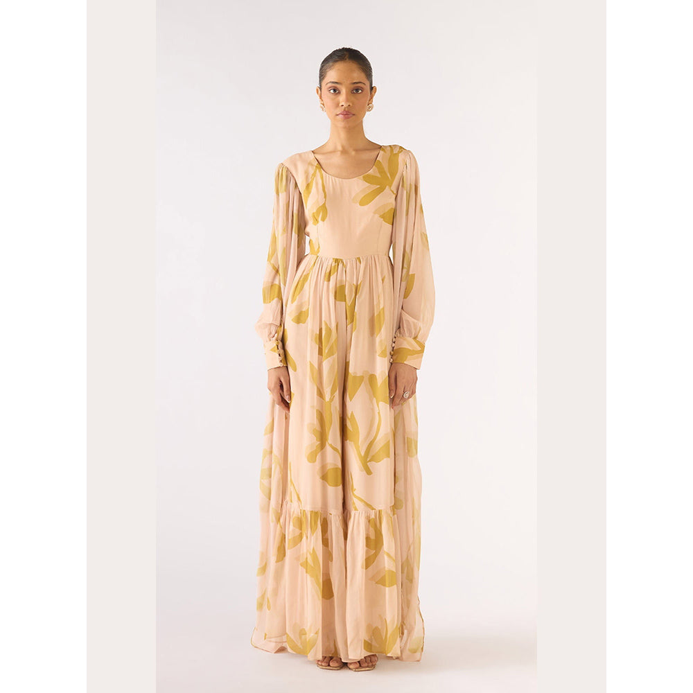 Basanti Kapde aur Koffee Beige Georgette Jumpsuit