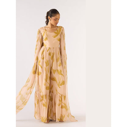Basanti Kapde aur Koffee Beige Georgette Jumpsuit