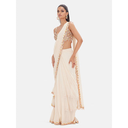 Basanti Kapde aur Koffee The Prism Symphony Drape Saree with Stitched Blouse