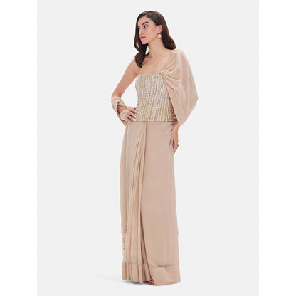 Basanti Kapde aur Koffee The Beige Empress Draped Saree with Stitched Blouse