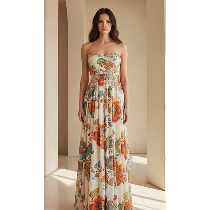 Basanti Kapde aur Koffee Ivory Crepe Garden Embroidered Jumpsuit