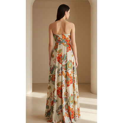 Basanti Kapde aur Koffee Ivory Crepe Garden Embroidered Jumpsuit