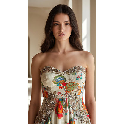 Basanti Kapde aur Koffee Ivory Crepe Garden Embroidered Jumpsuit