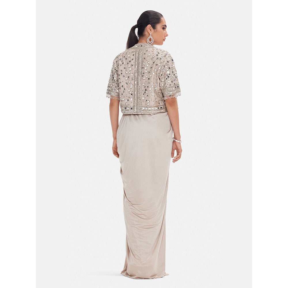 Basanti Kapde aur Koffee The Ethereal Waves Gold Lehenga with Stitched Blouse and Jacket